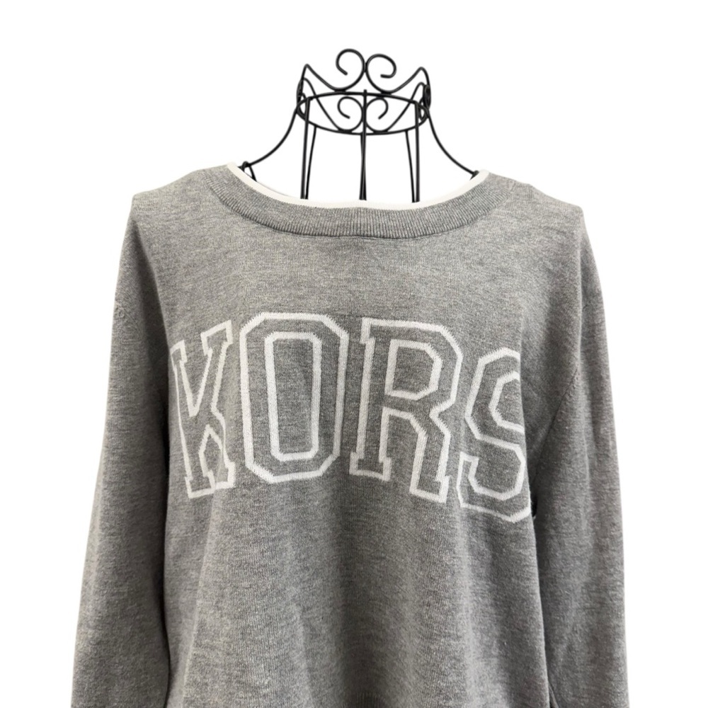 Michael Kors Gray KORS Logo Crop Sweatshirt - Picture 2 of 12